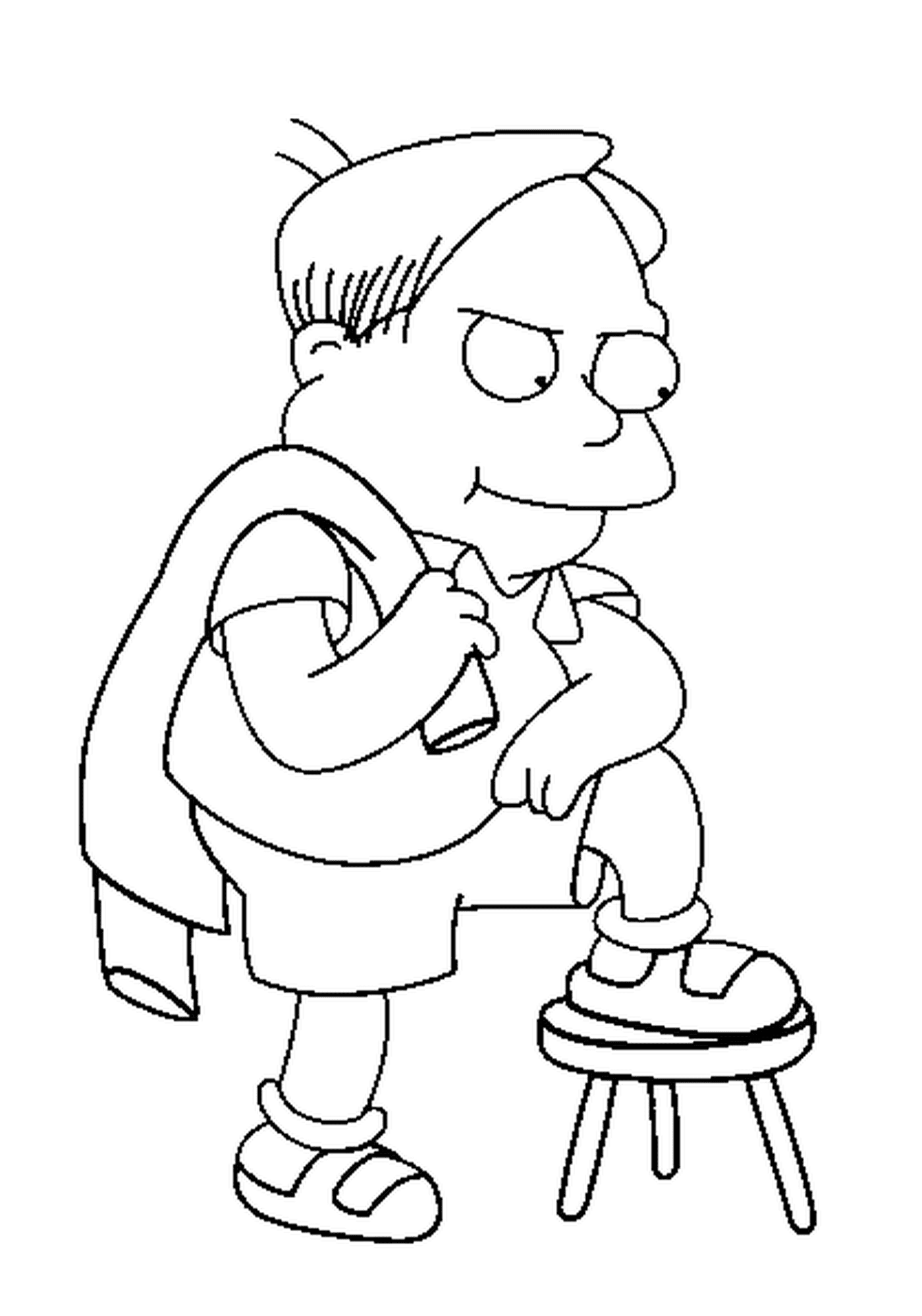 coloriage dessin simpson Martin avec pied sur un tabouret