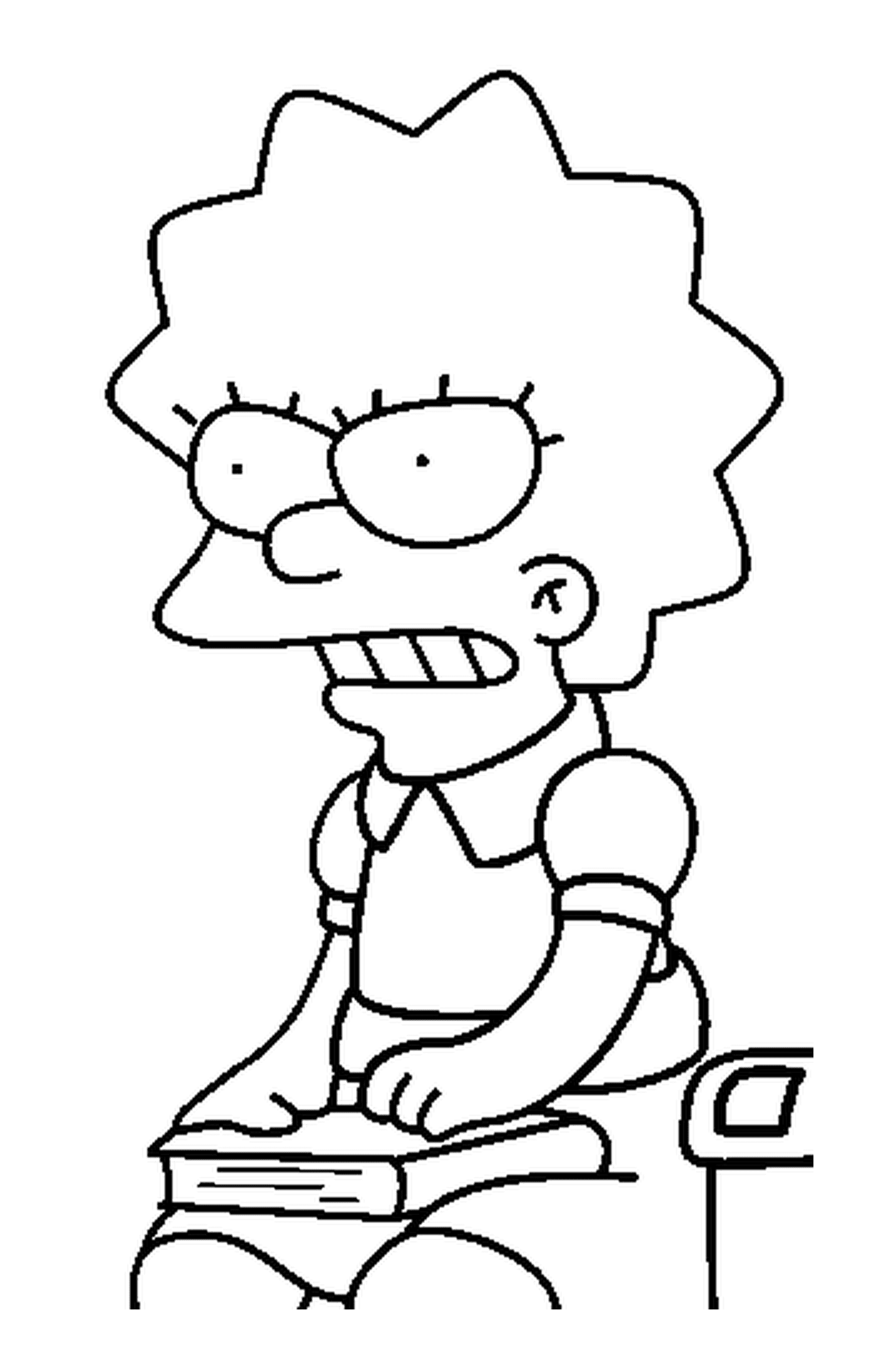coloriage Lisa Simpson avec un livre