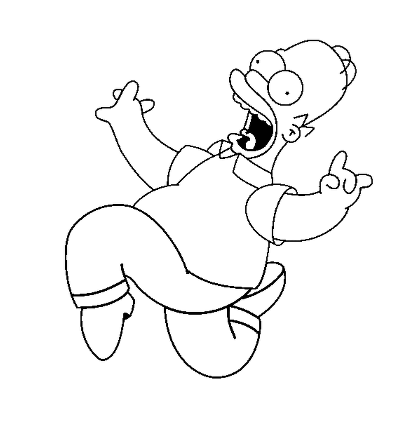 coloriage Homer Simpson qui fait des bonds