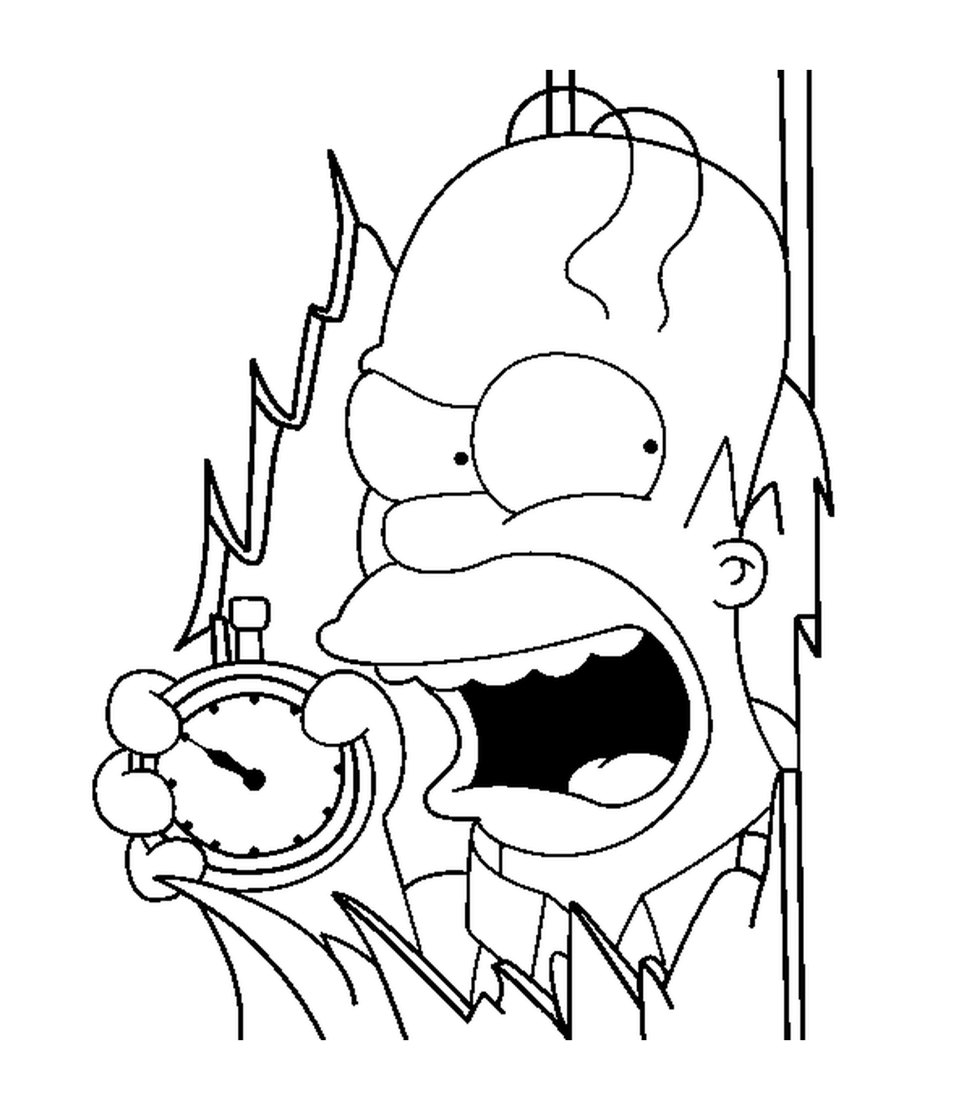 coloriage Homer a la tete qui traverse un mur