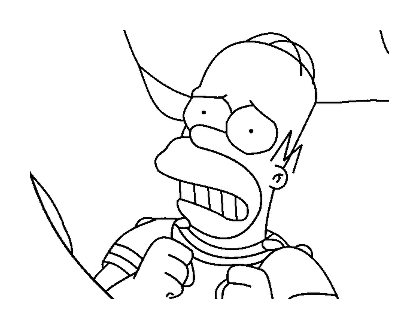 coloriage Homer Simpson effraye