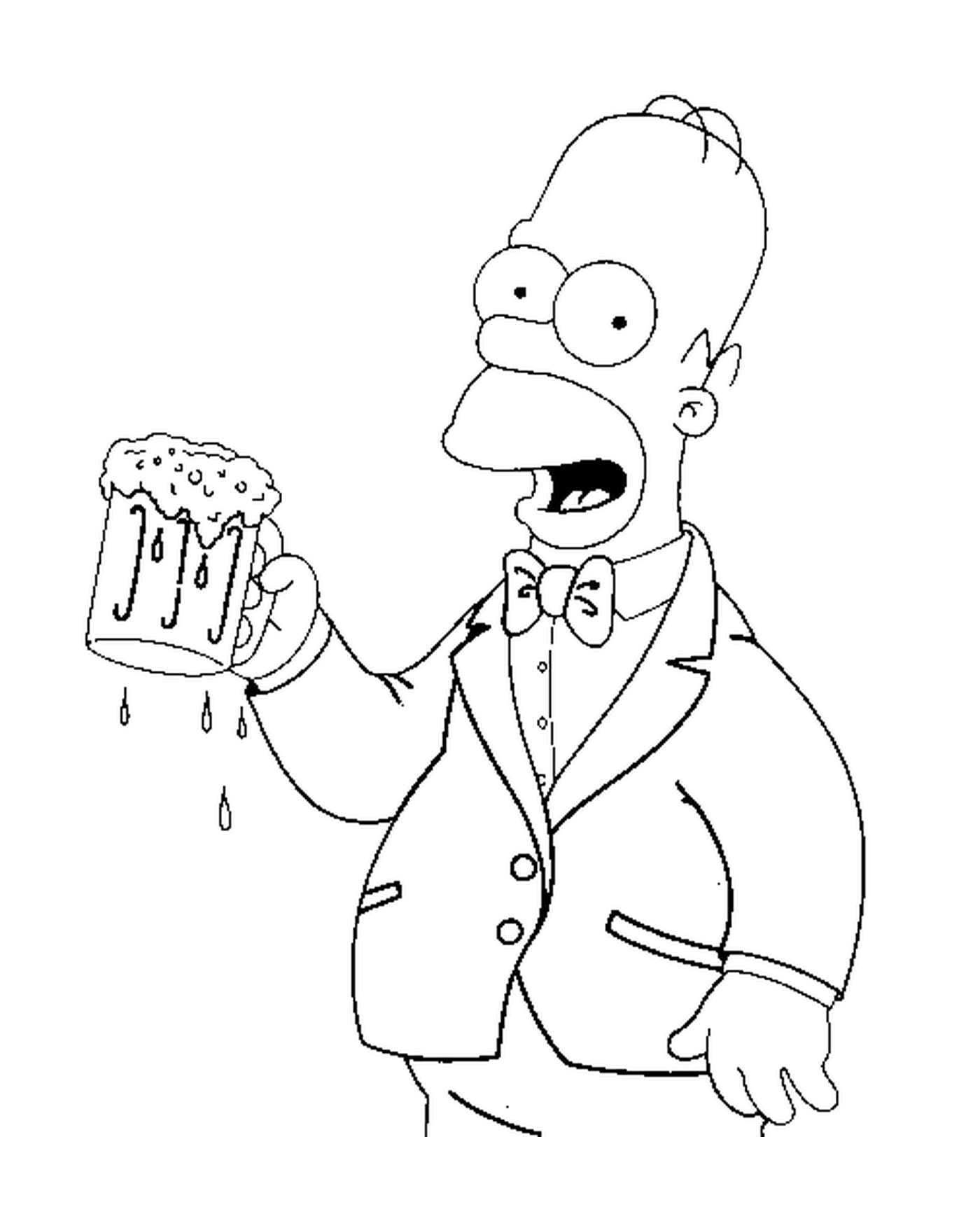 coloriage Homer Simpson tiens une biere