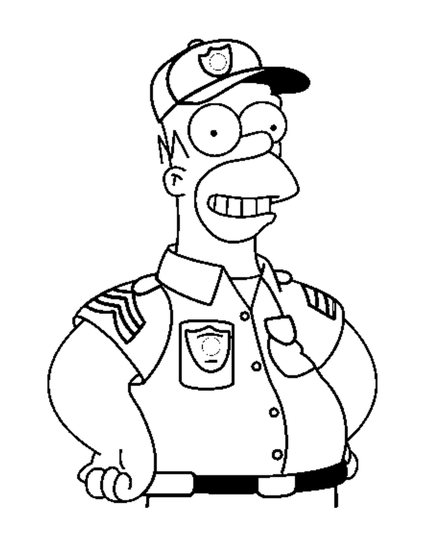 coloriage Homer en policier