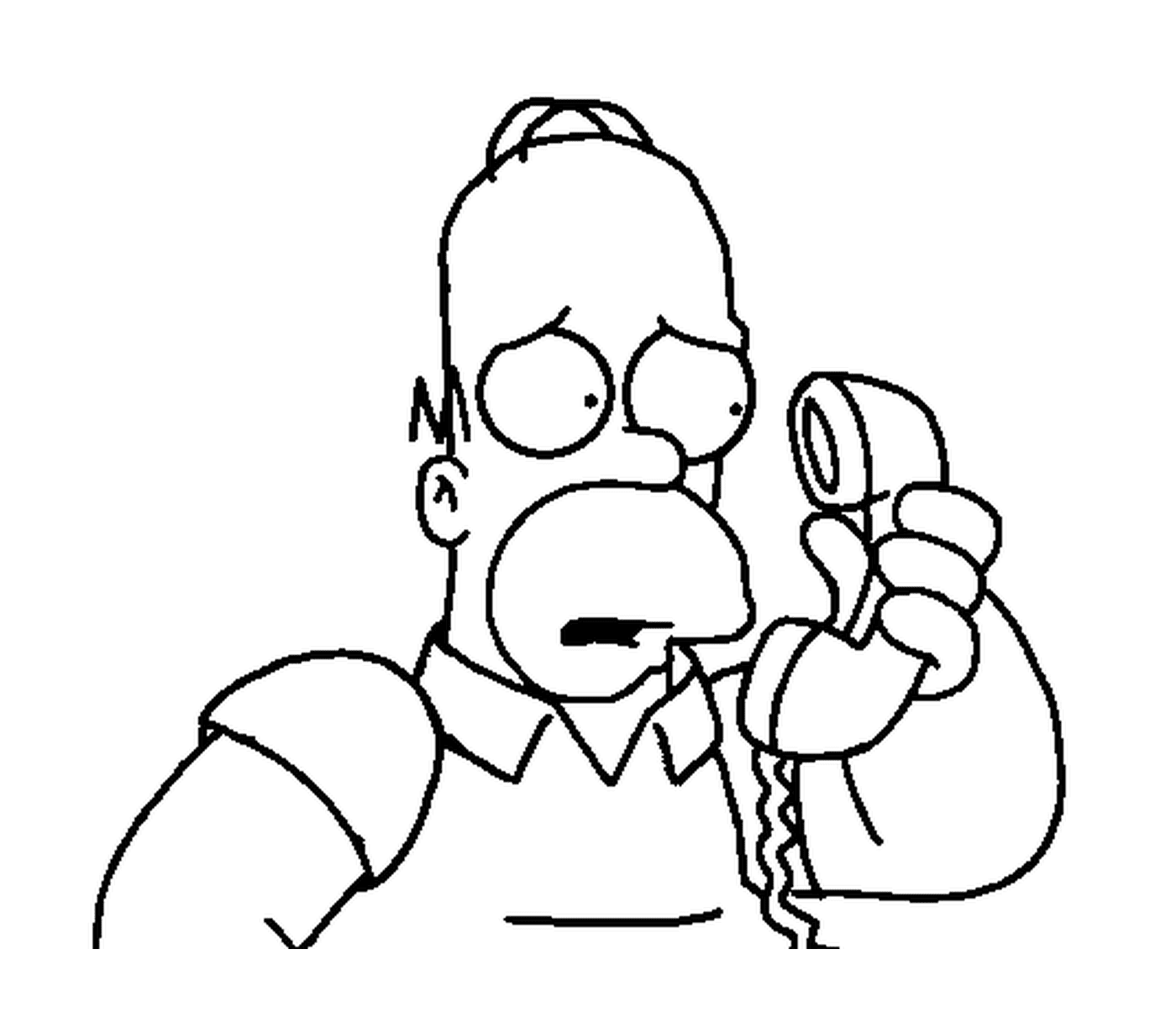 coloriage Homer inquiet au telpehone