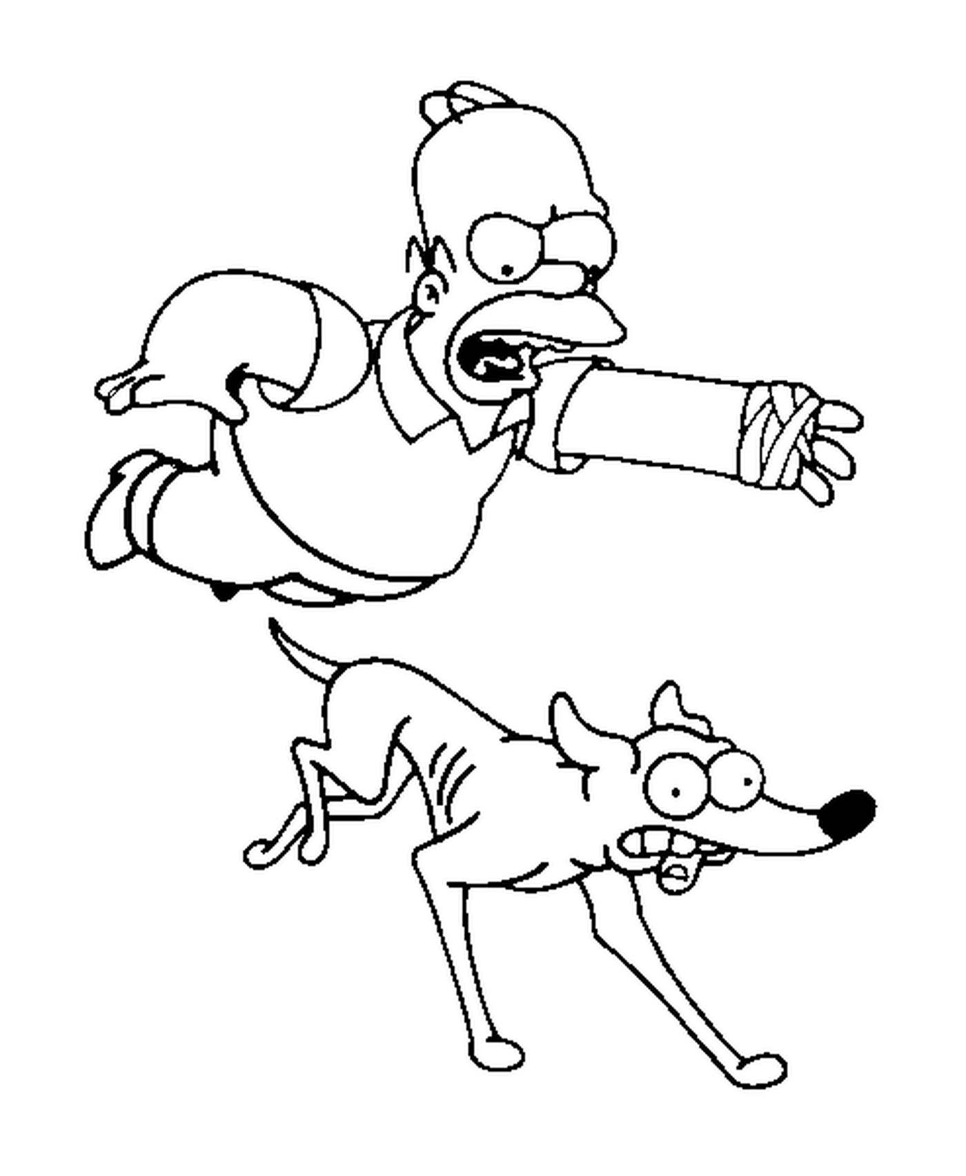 coloriage Homer et le chien petit papa noel