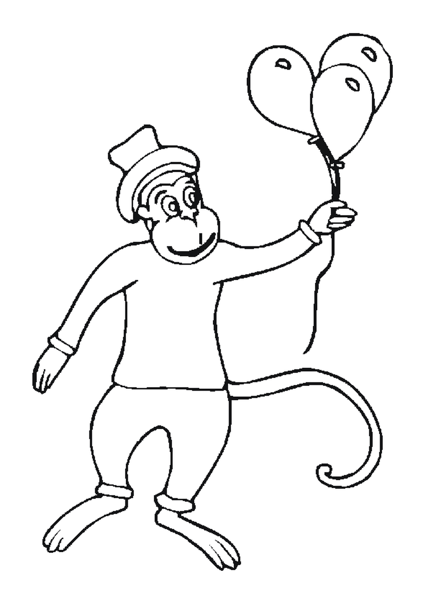 coloriage un singe avec des ballons