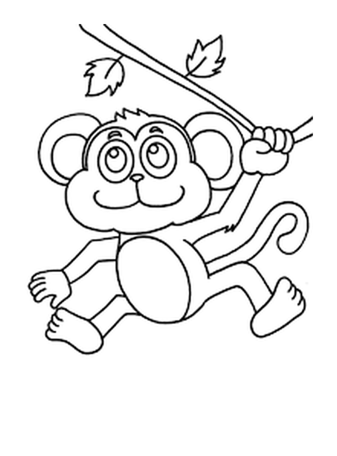 coloriage petit singe sur un arbre