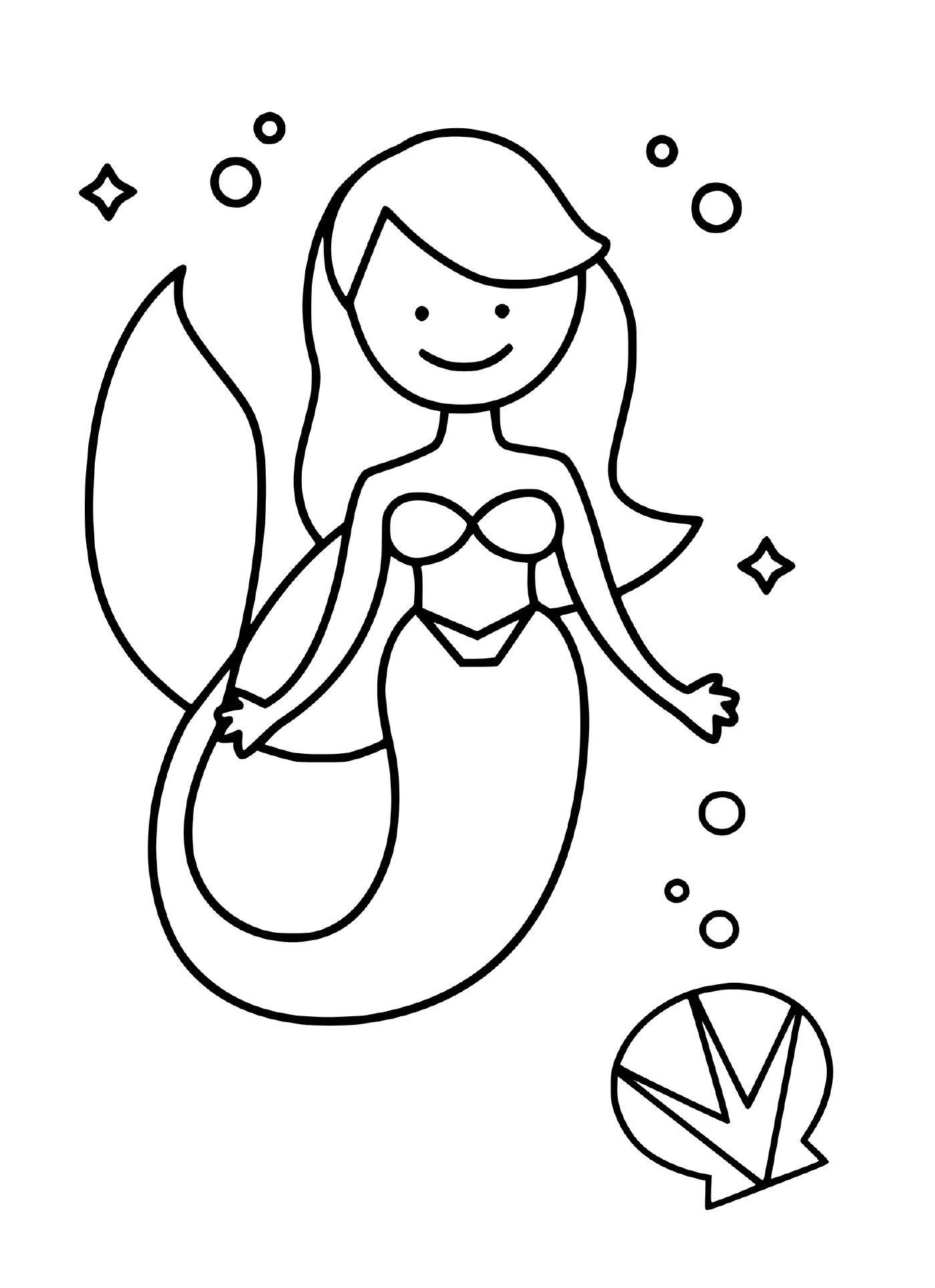 coloriage La princesse sirene comme Ariel de la Petite Sirene