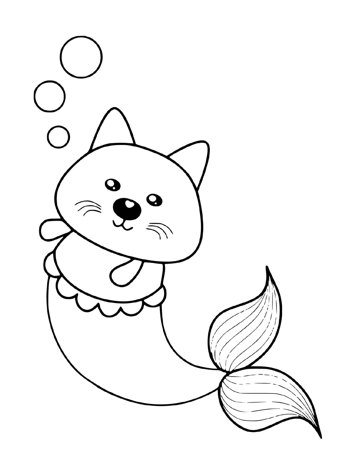 coloriage kitty sirene chat mignon