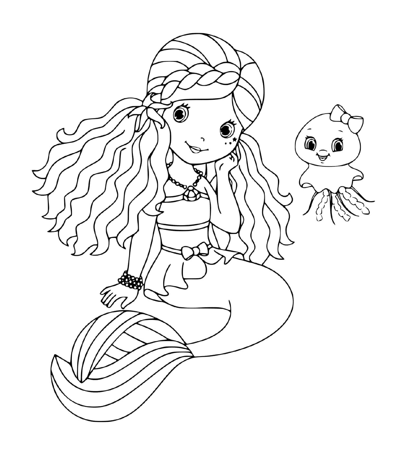 coloriage princesse sirene et meduse