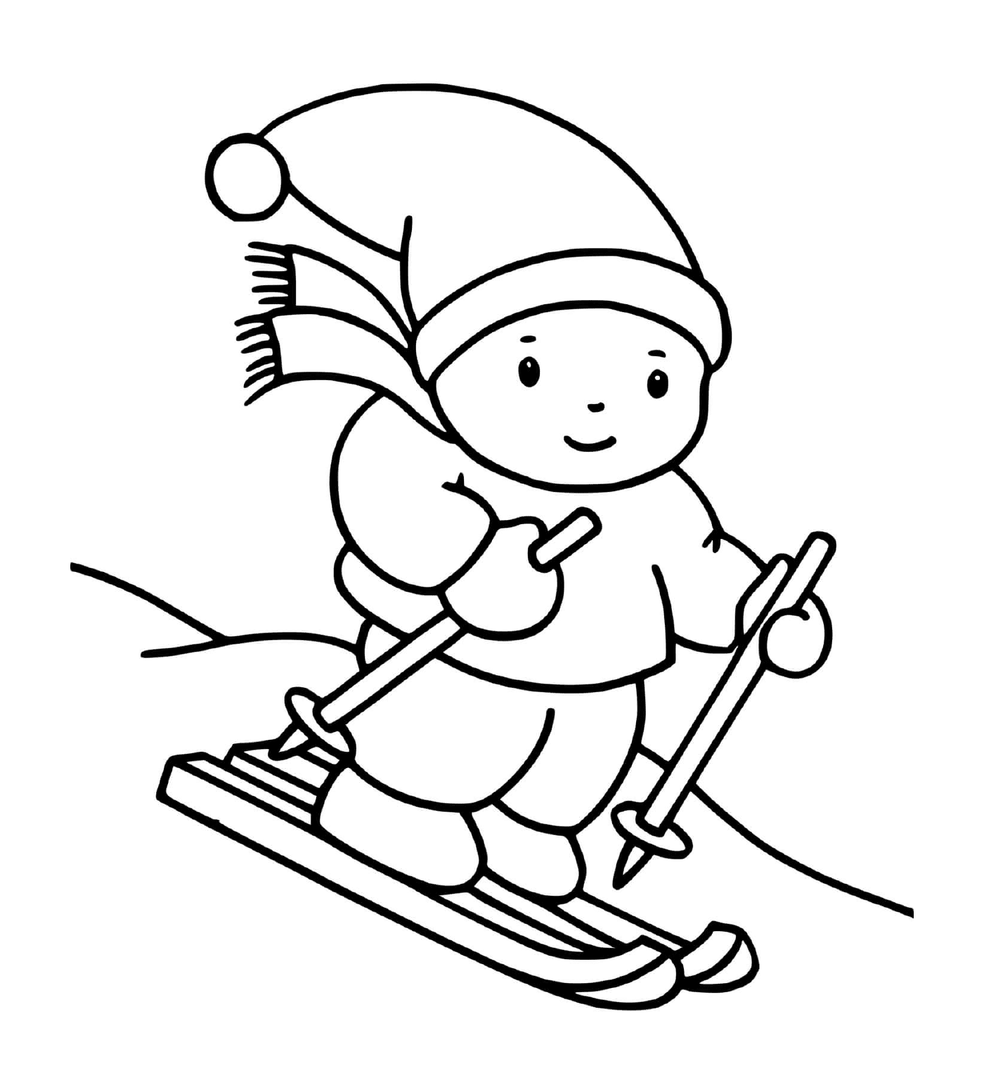 coloriage enfant ski descente de ski
