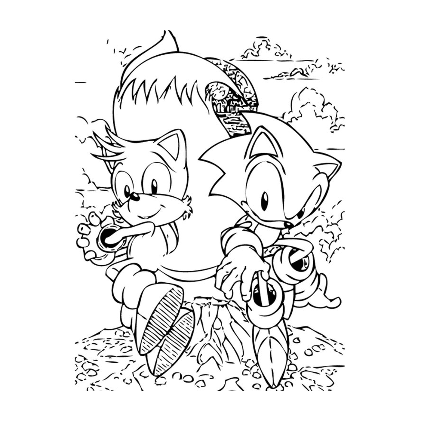coloriage sonic tails