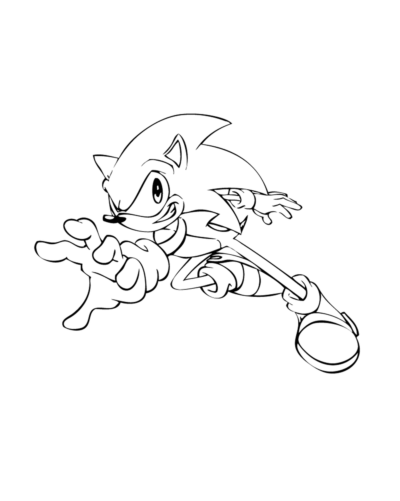 coloriage sonic the hedgehog reaching
