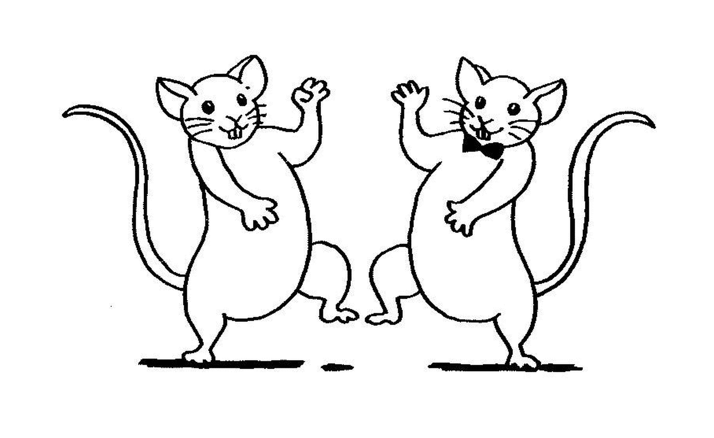 coloriage deux souris qui dansent