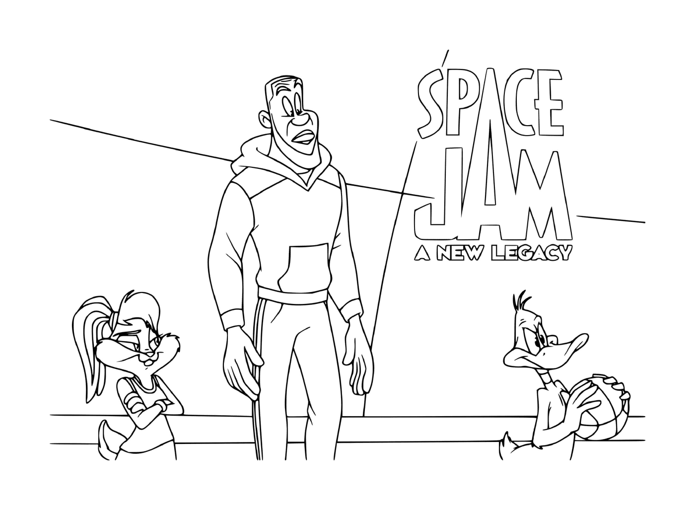 coloriage space jan 2 daffy duck et lola bunny basketball