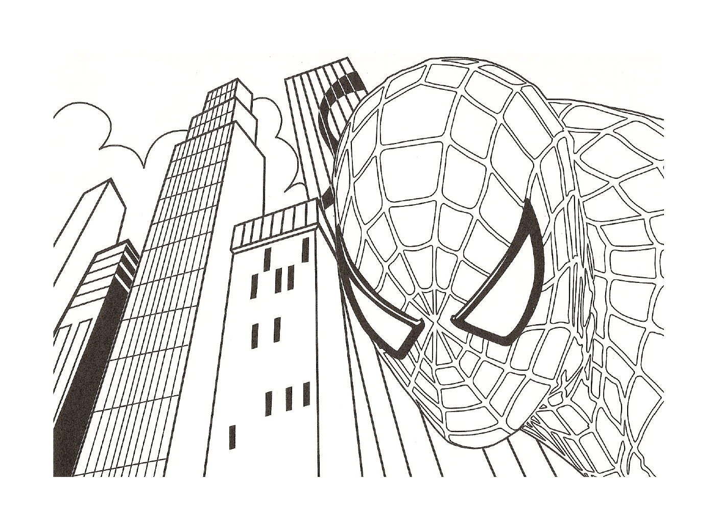 coloriage spiderman dans la ville
