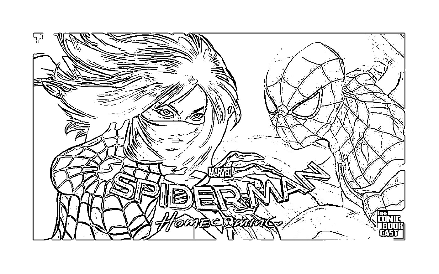coloriage spider man home coming silk