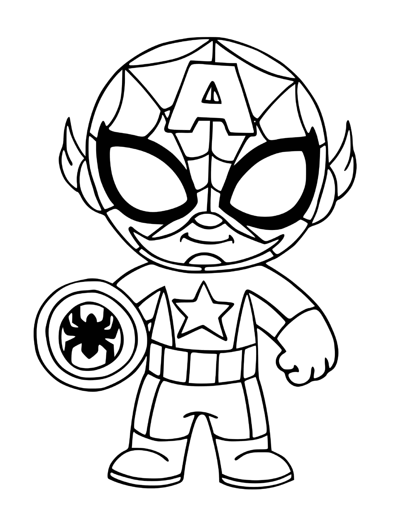 coloriage fusion de captain america et spider man