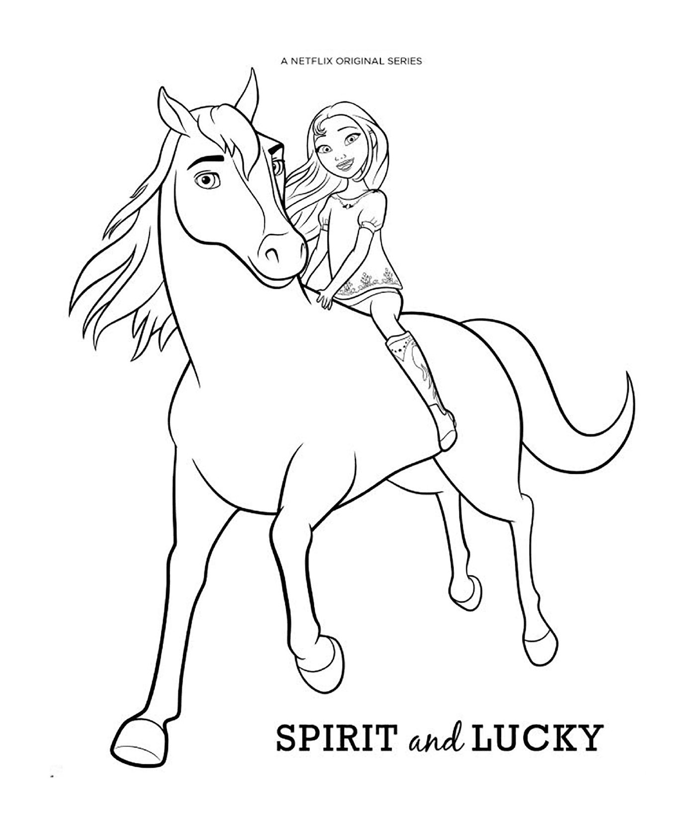 coloriage cheval spirit et lucky