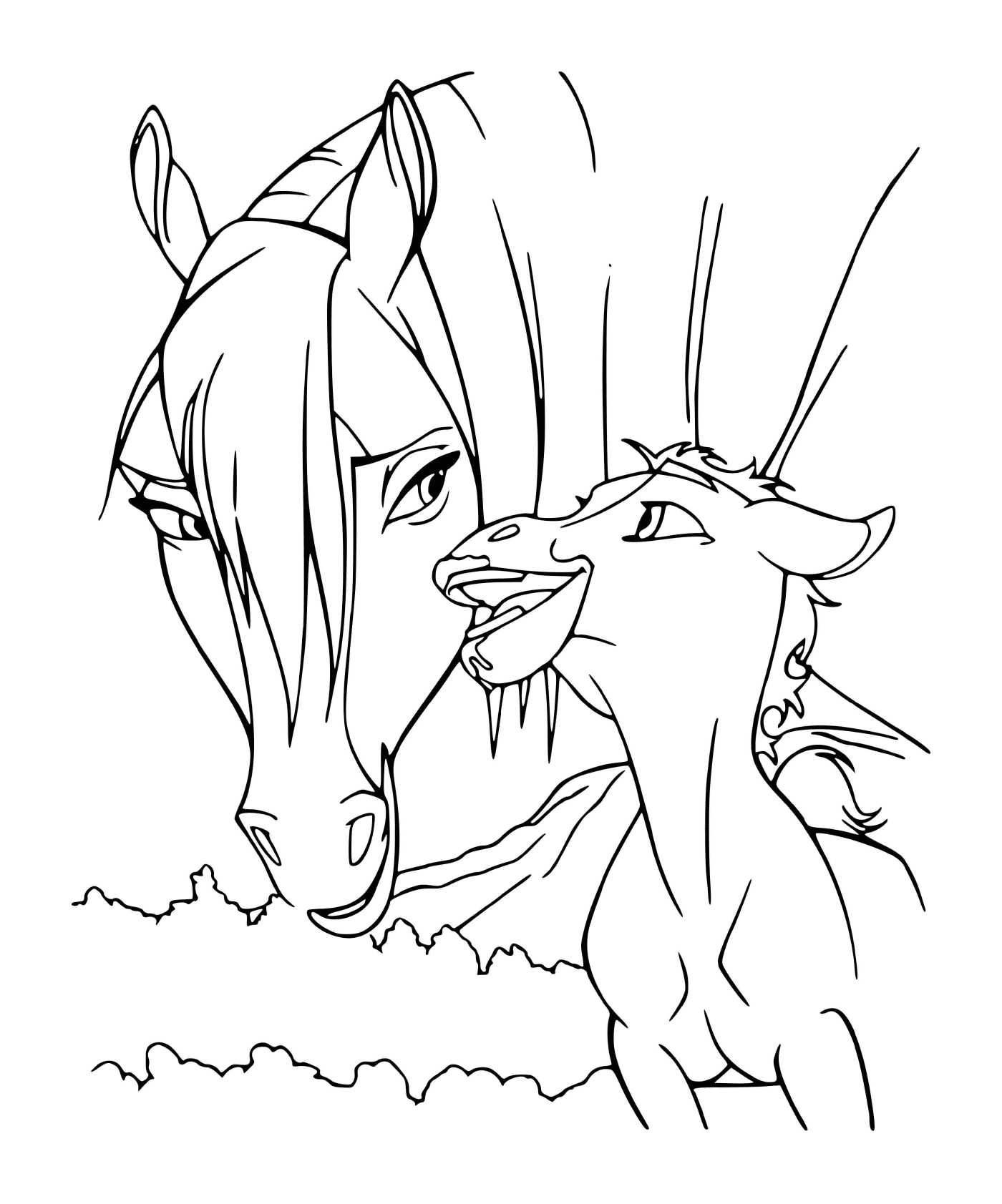 spirit mamn et son bebe cheval