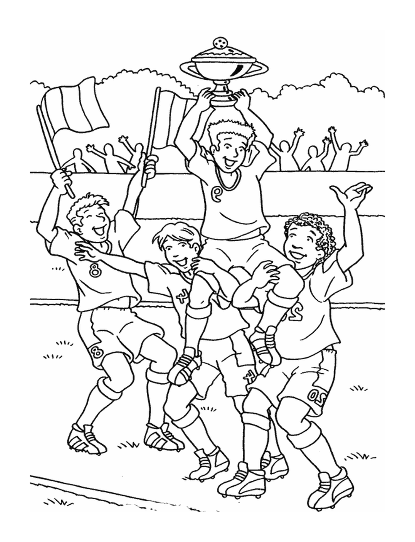 coloriage sport foot equipe victoire