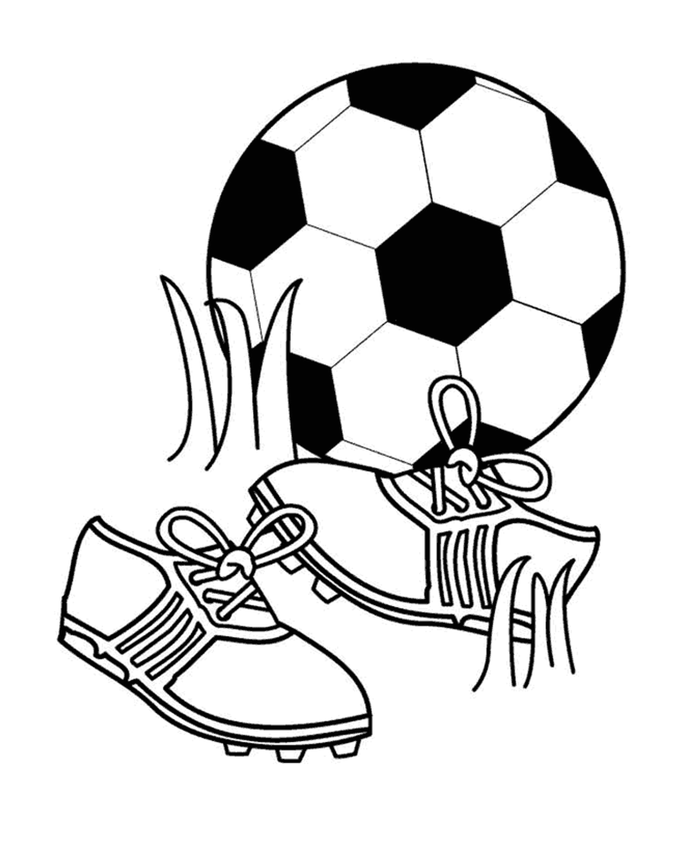 coloriage sport ballon de foot et chaussures