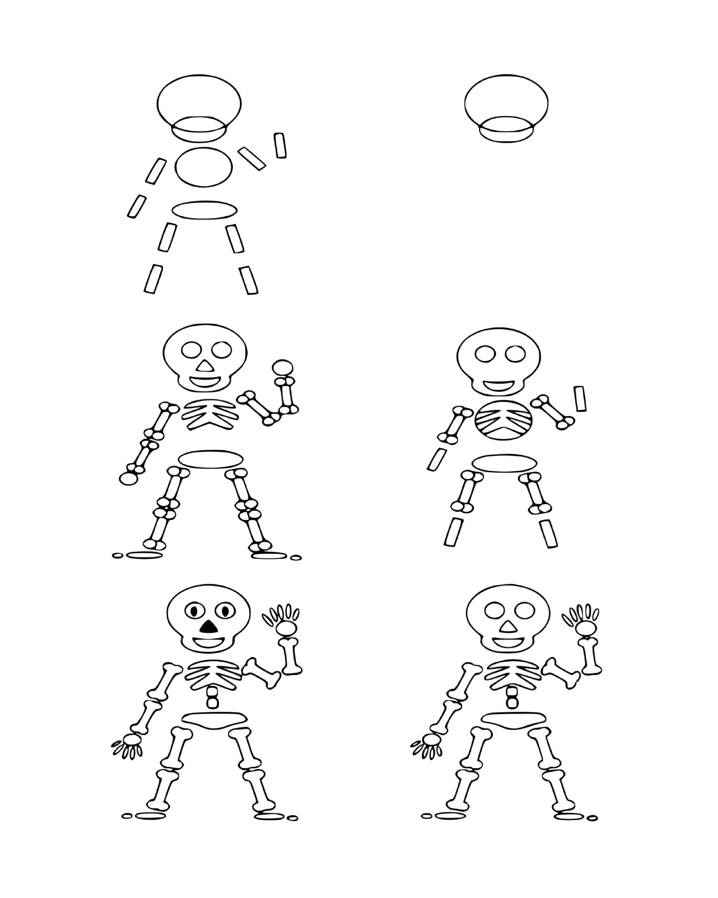 coloriage Comment dessiner un squelette
