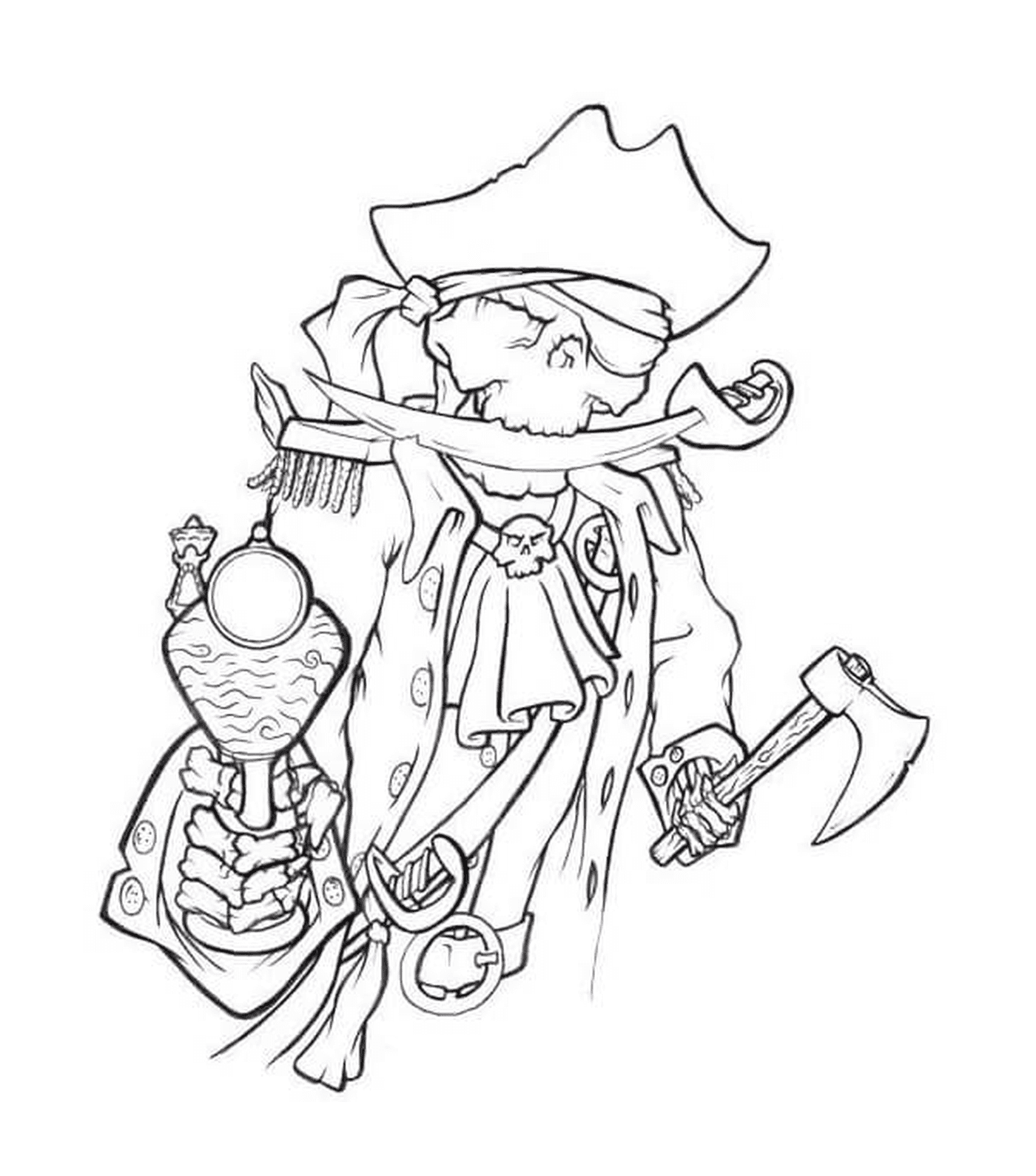coloriage squelette pirate