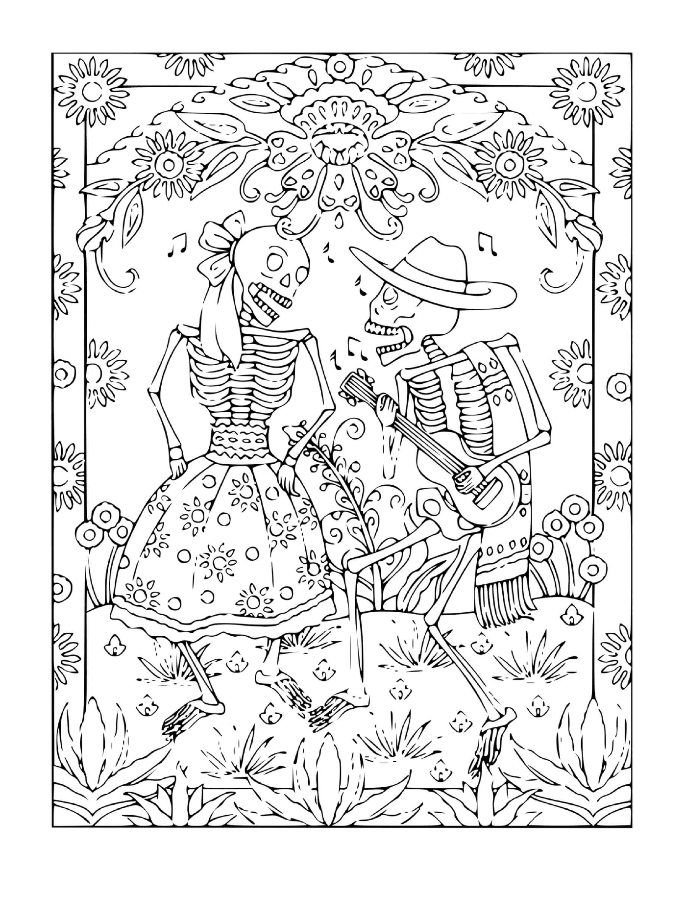 coloriage halloween adulte squelettes