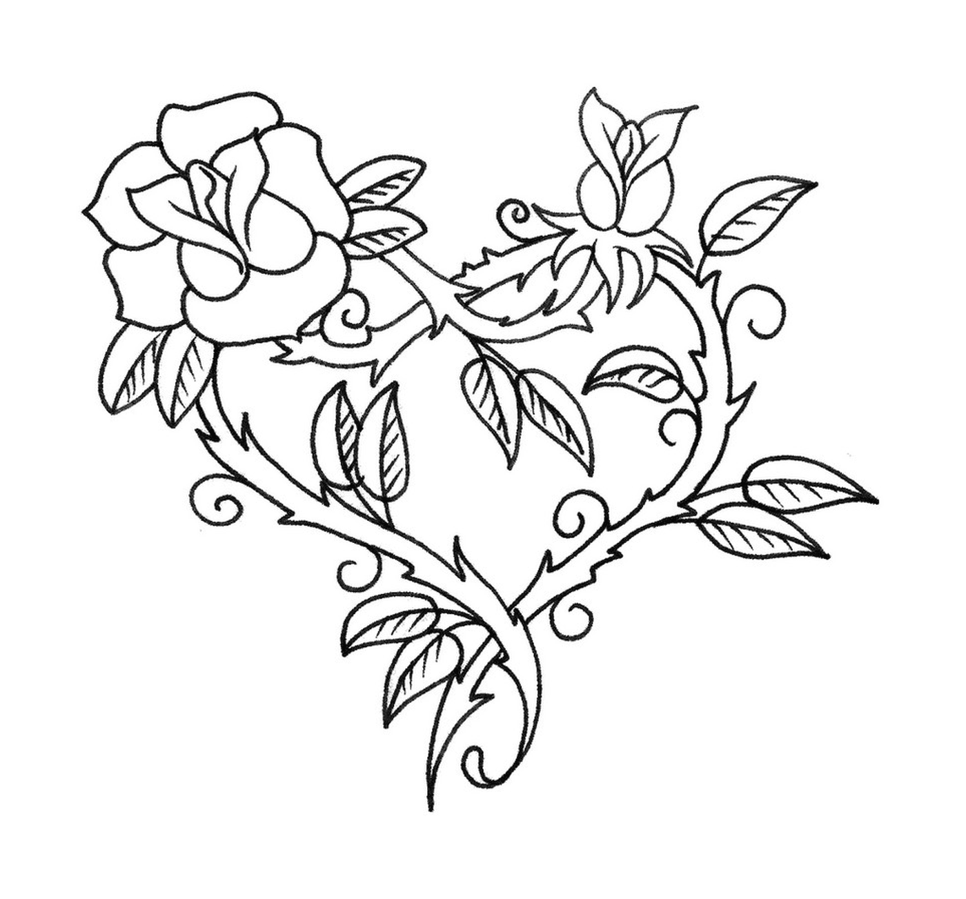 coloriage saint valentin coeur en forme de fleur
