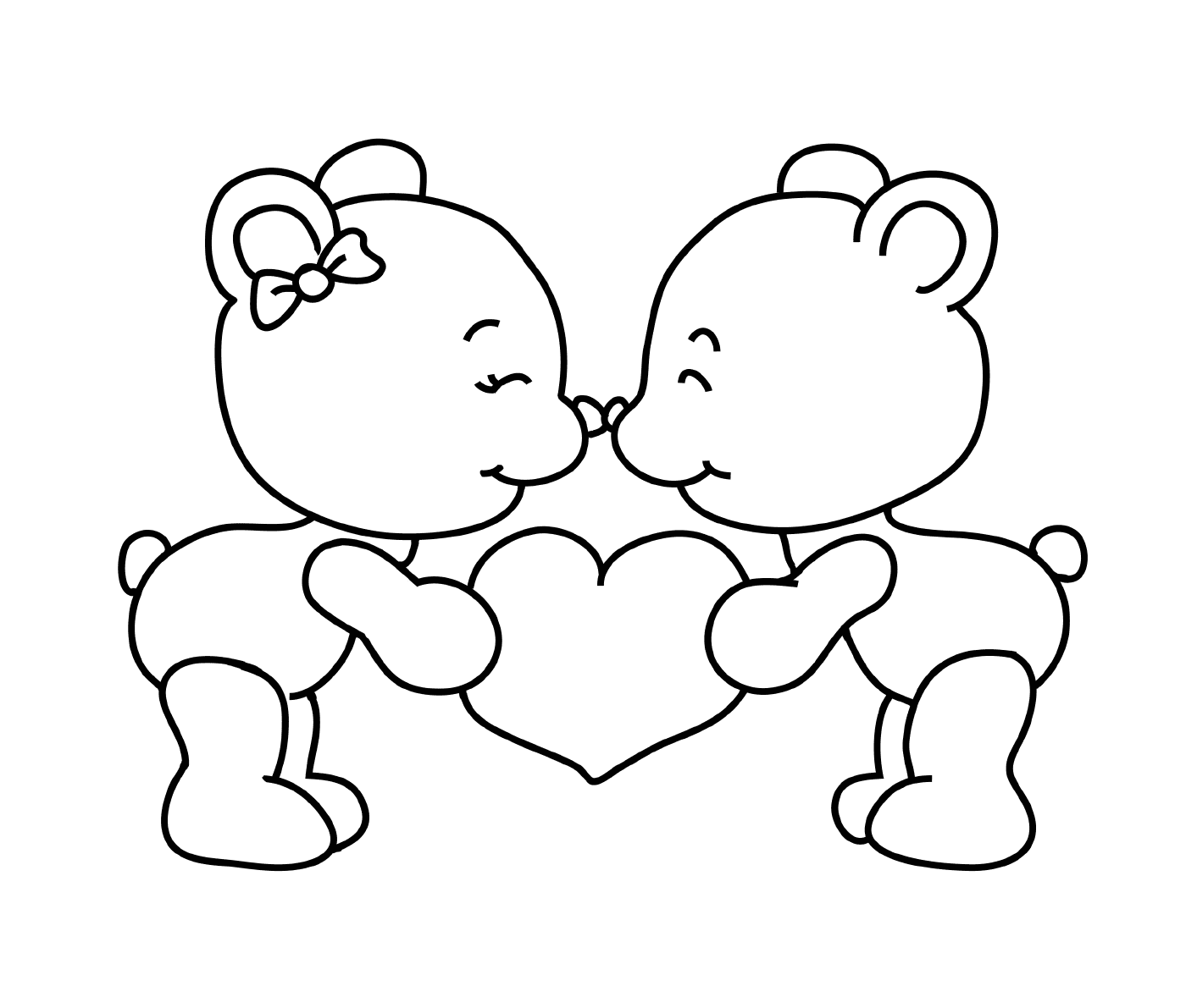 coloriage teddy nounours st valentin amoureux