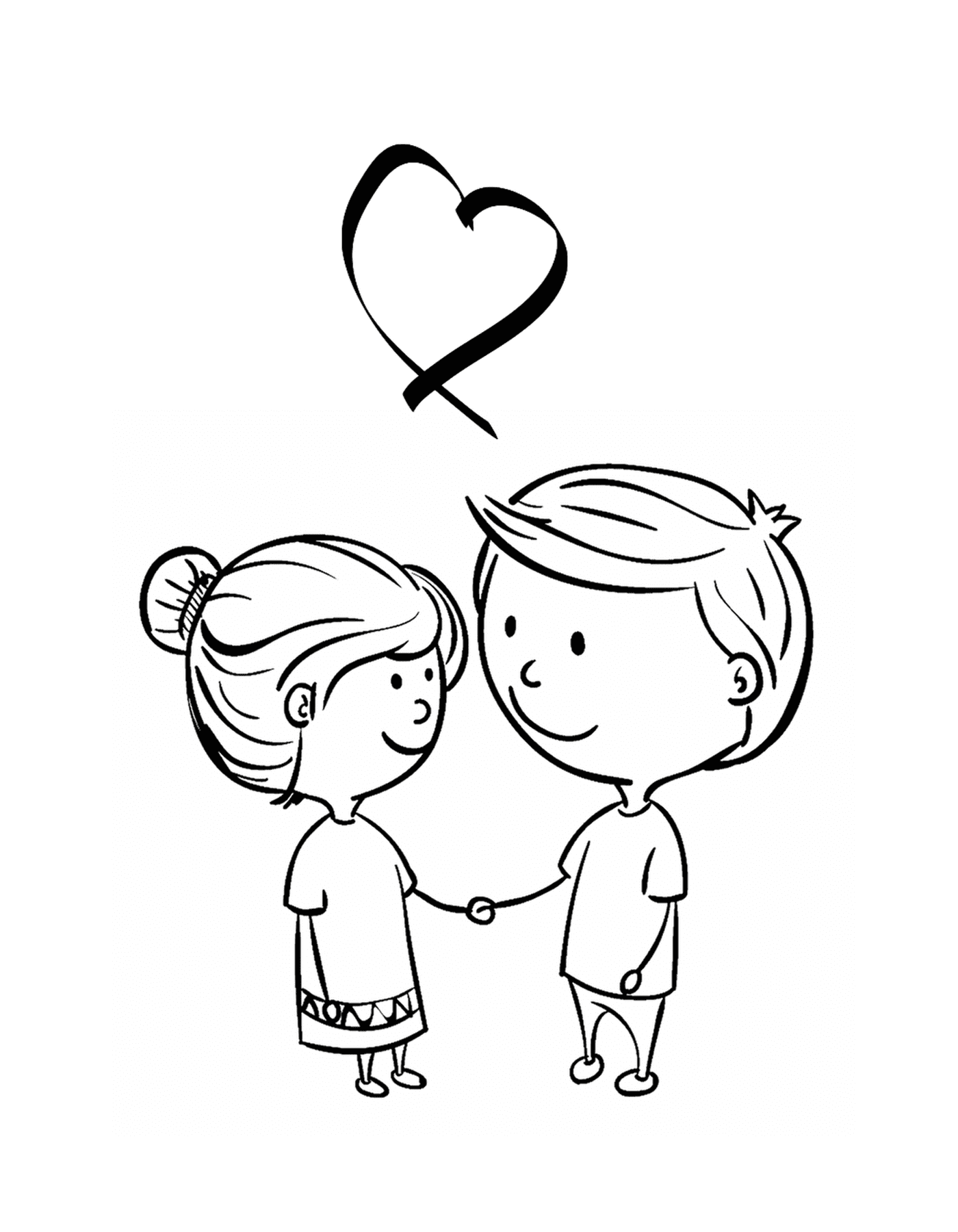 coloriage deux amoureux saint valentin
