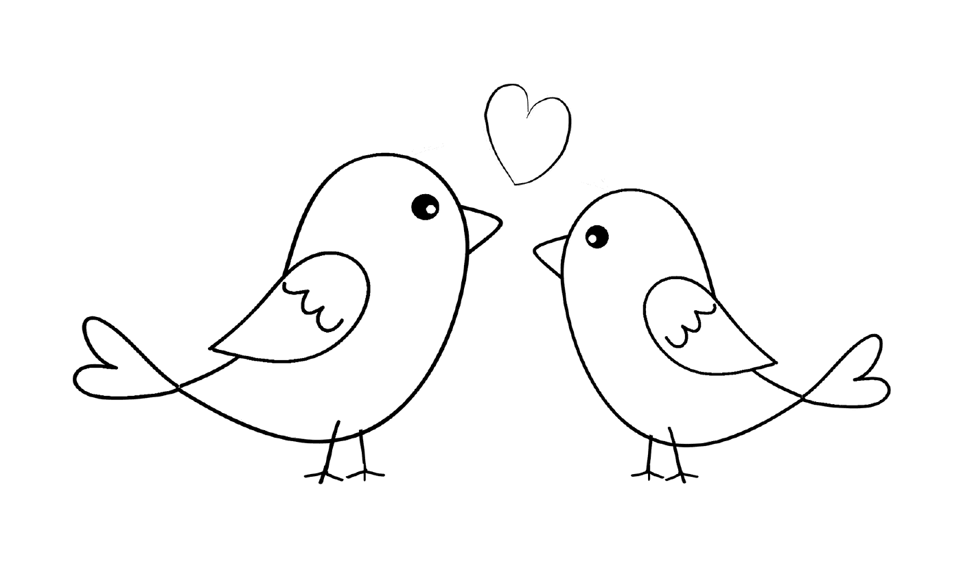 coloriage deux oiseaux en amour