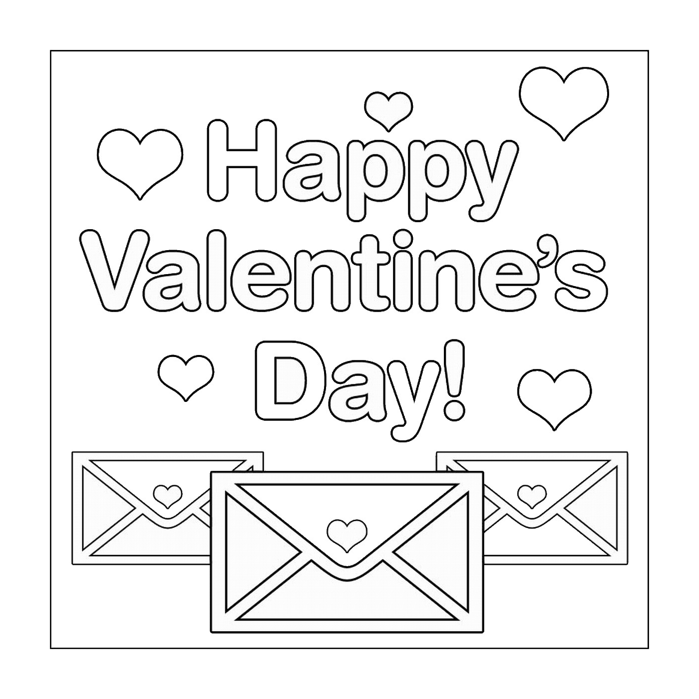 coloriage happy valentines day letters with hearts