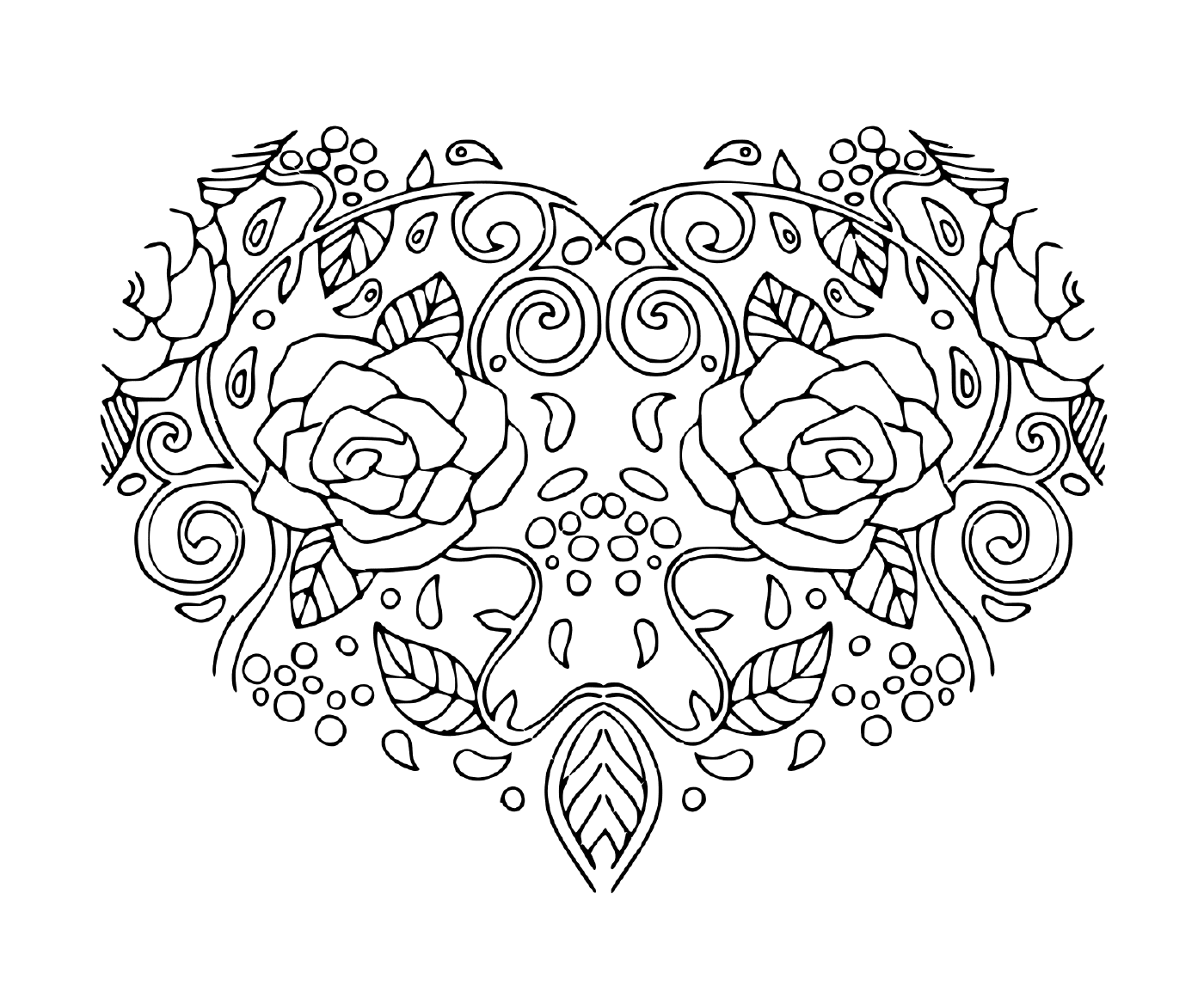 coloriage coeur en forme de fleurs pour la journee de lamour