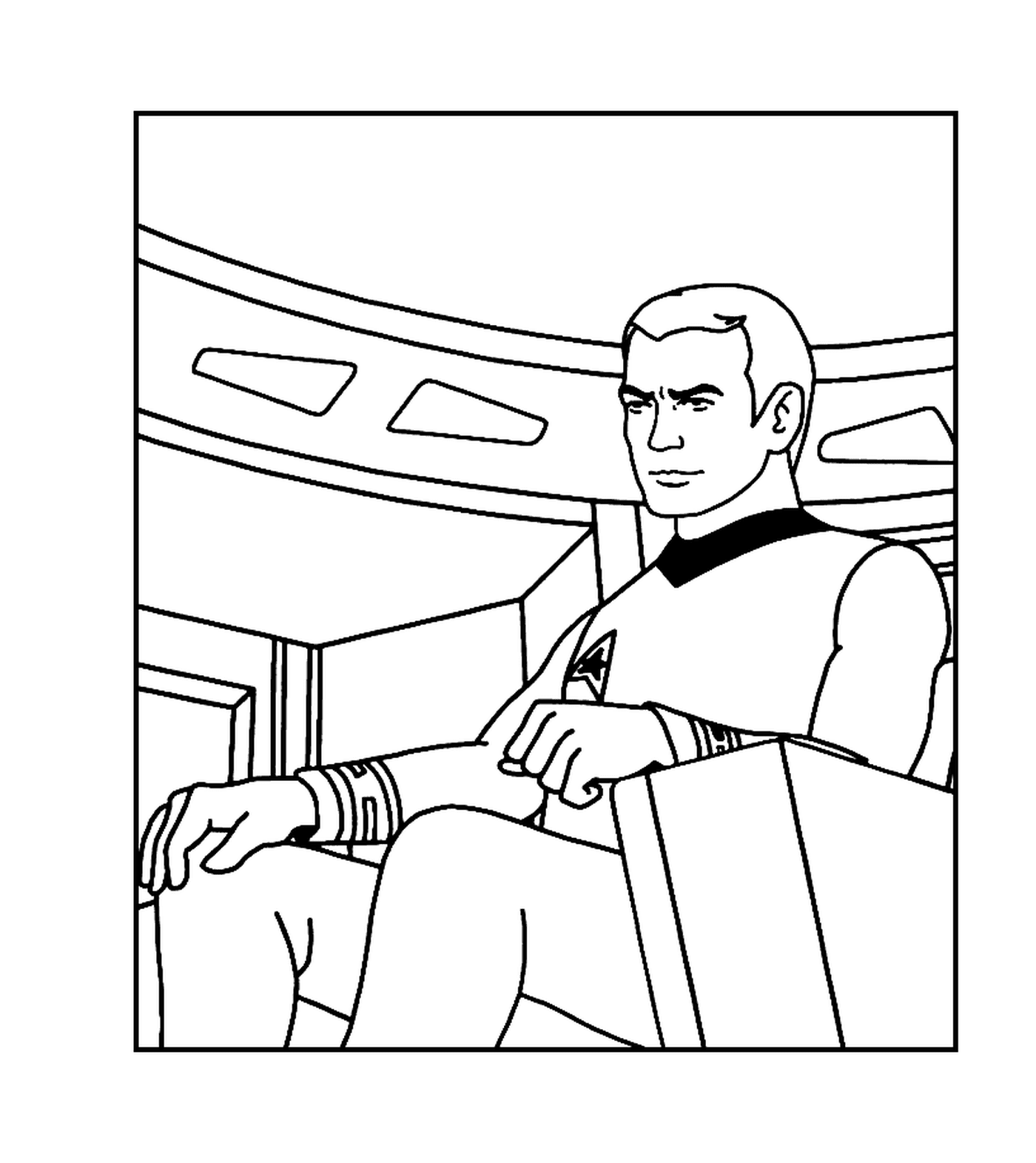 coloriage star trek captaine Kirk commande l enterprise
