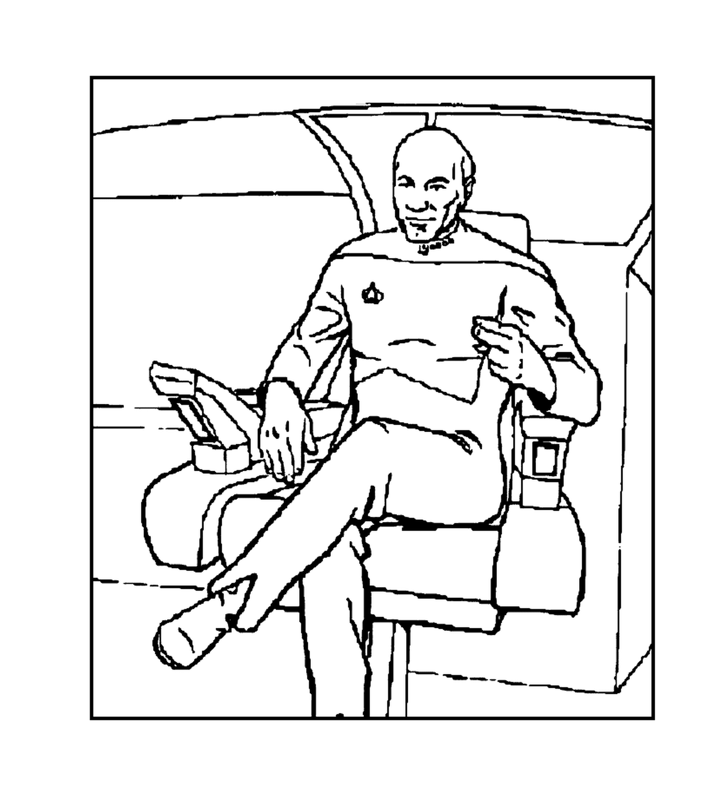 coloriage star trek personnage de Star Trek dans un fauteuil