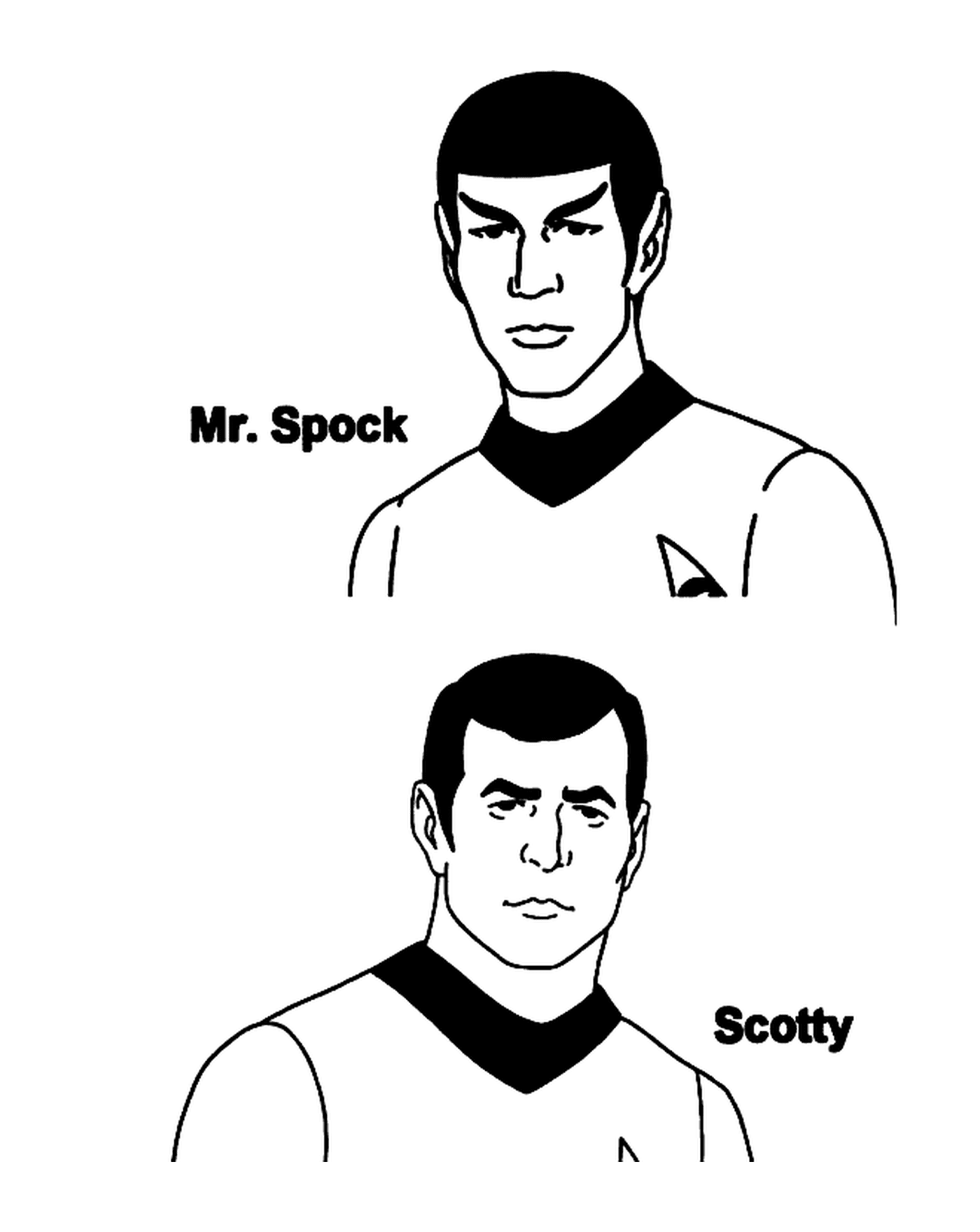 coloriage star trek Monsieur Spock et Scotty
