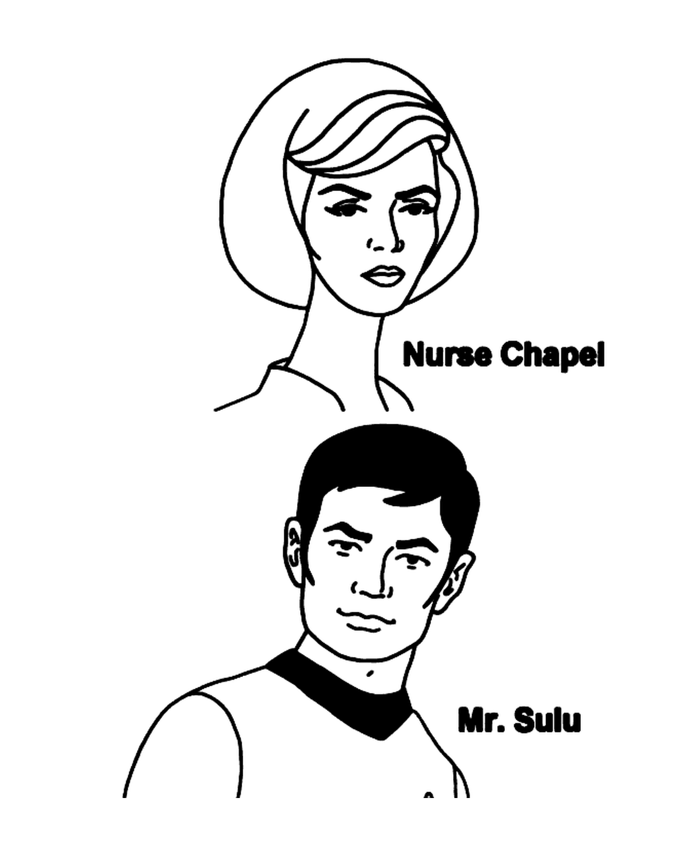coloriage star trek Nurse Chapel et Mr Sulu