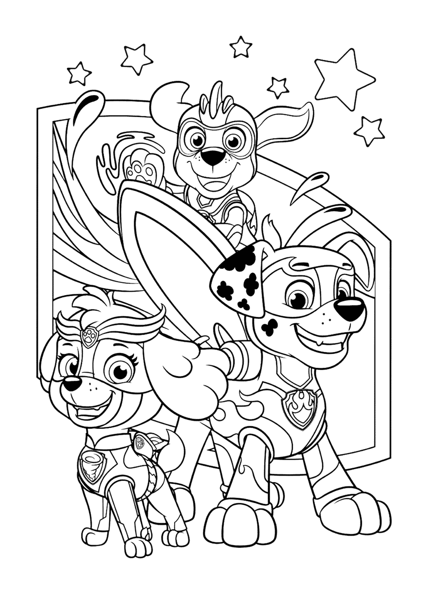 coloriage Stella Marcus Pat Patrouille Mighty Pups