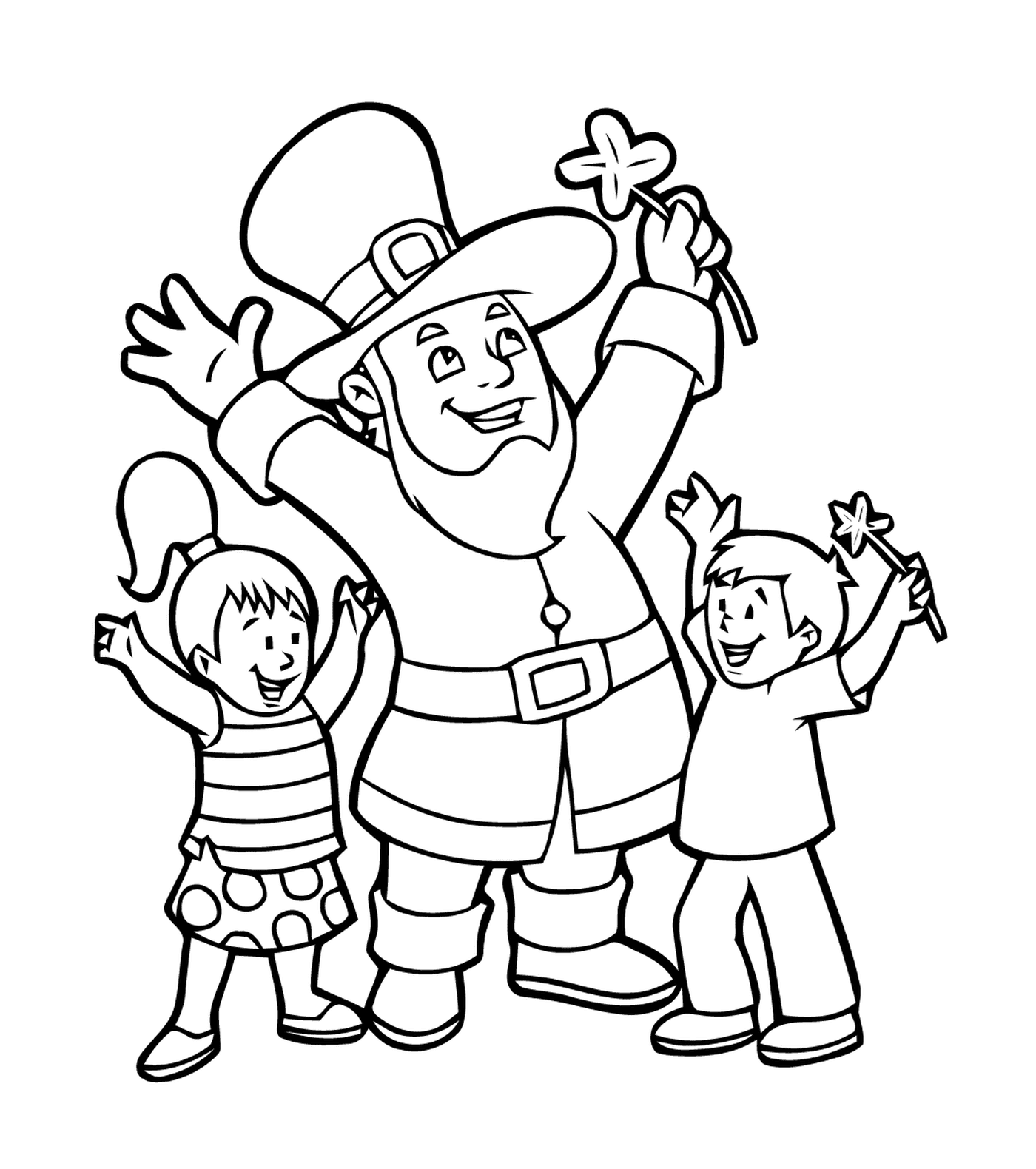 coloriage saint patrick avec des enfants fille gars
