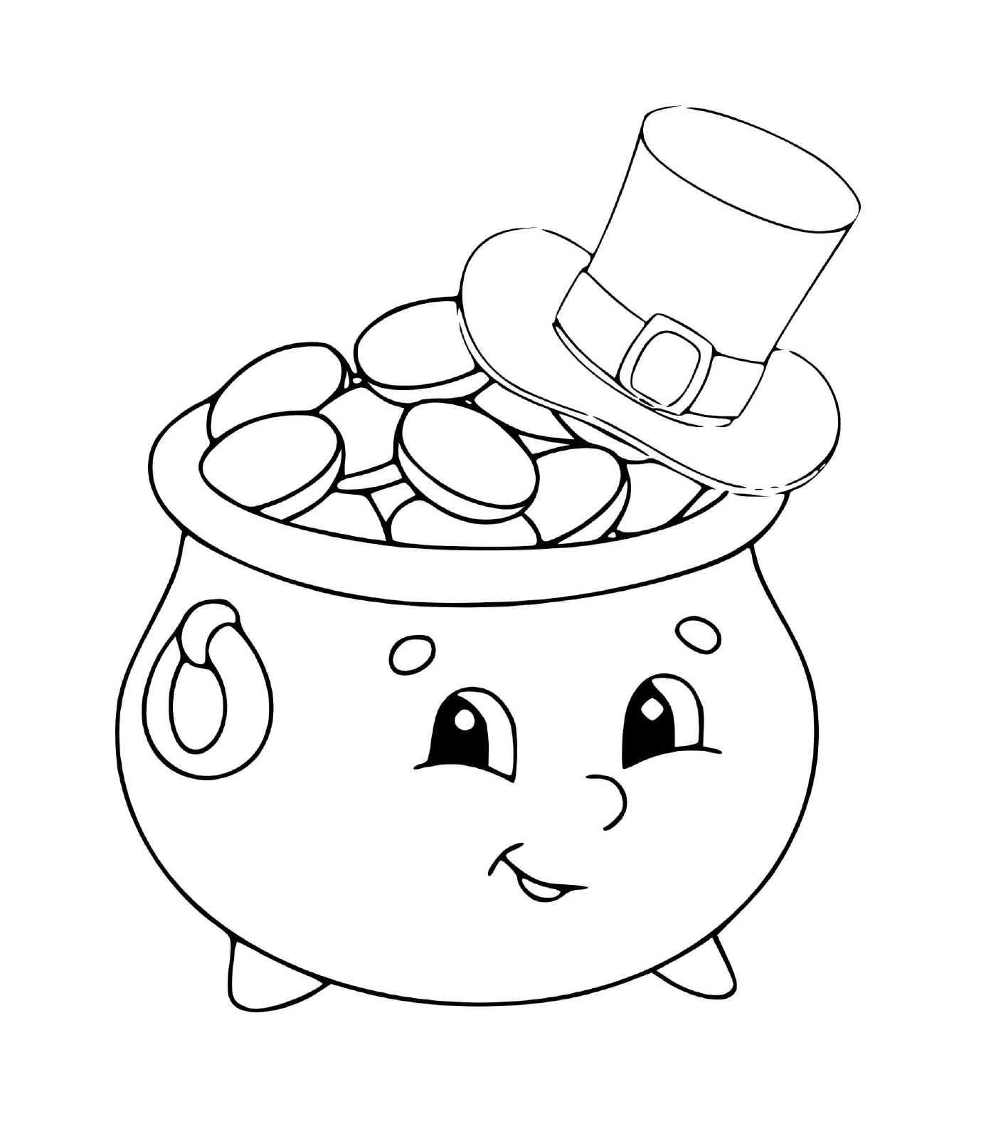 coloriage pot or au chapeau dessin anime