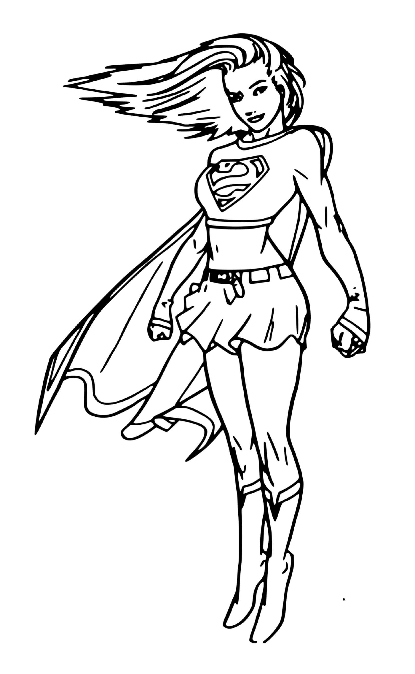 coloriage Super heroine Cool Supergirl