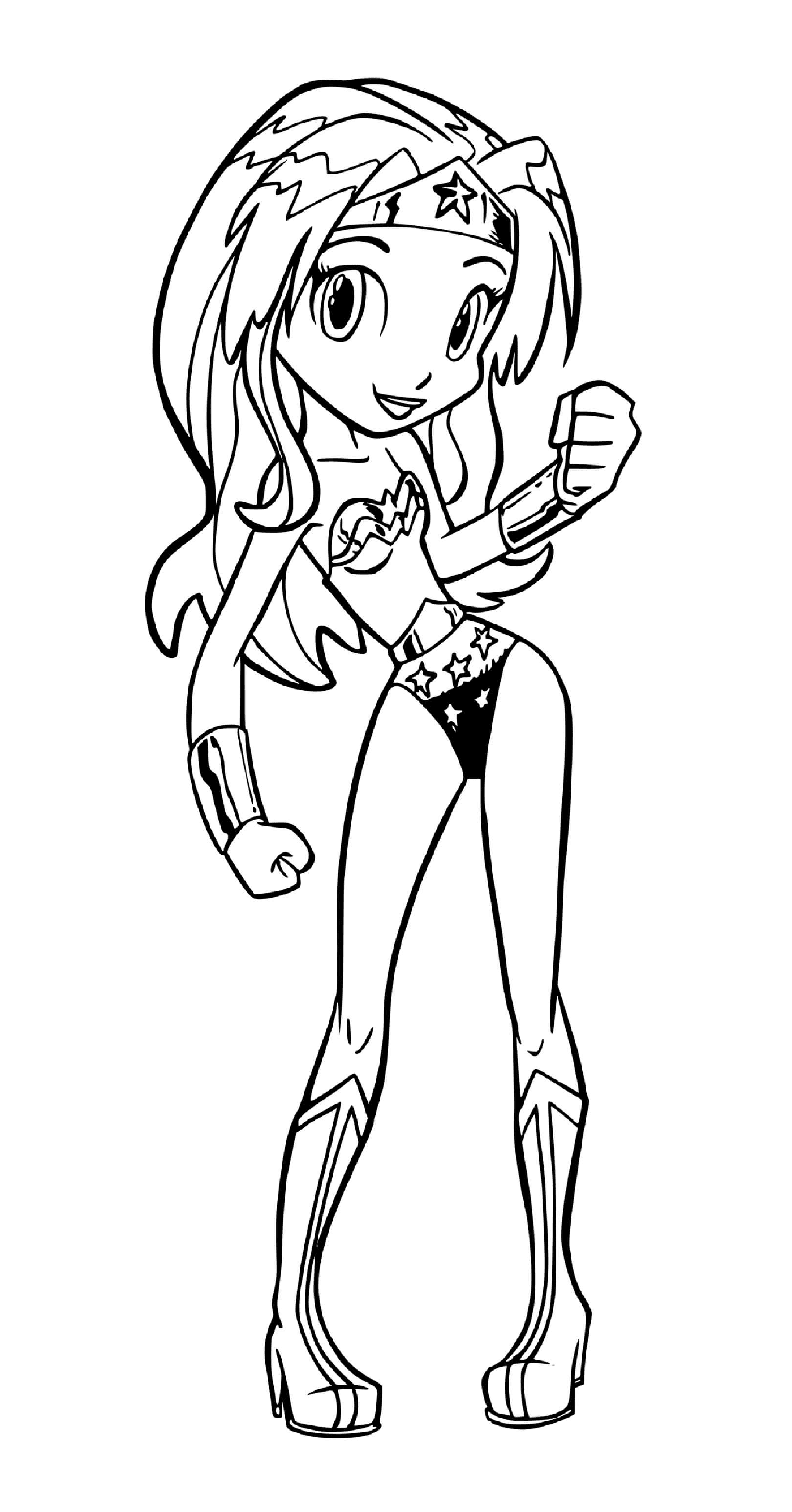 coloriage Super heroine mini bapar cute wonder woman dc comics