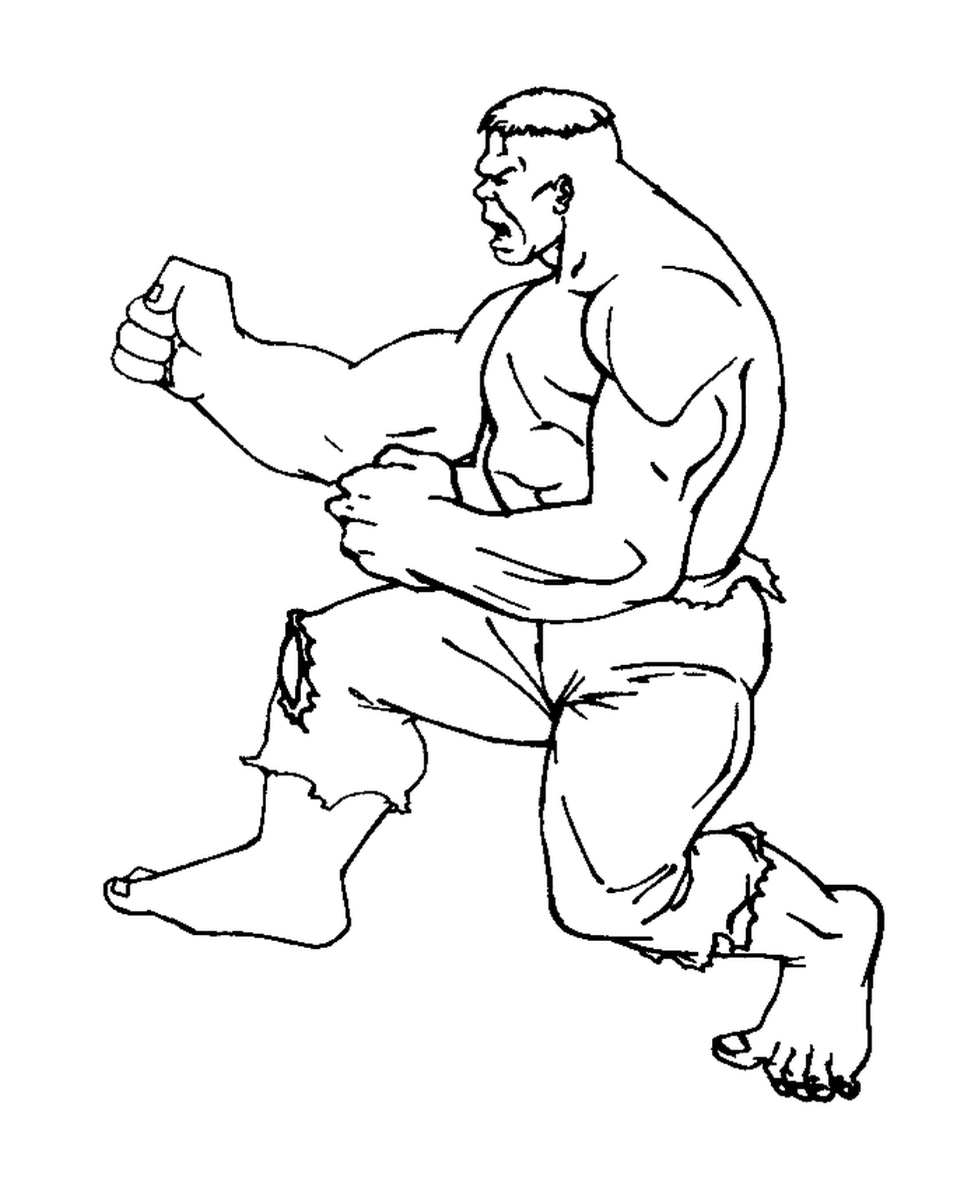 coloriage Hulk fait du karate