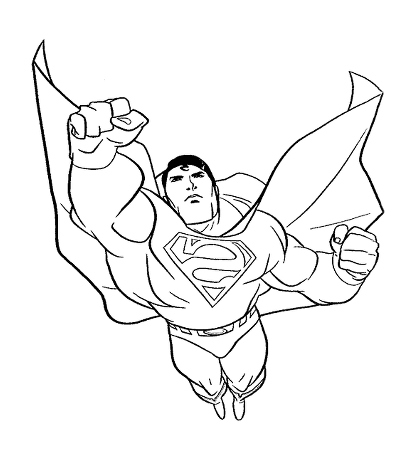 coloriage Superman avec un seul poing en avant