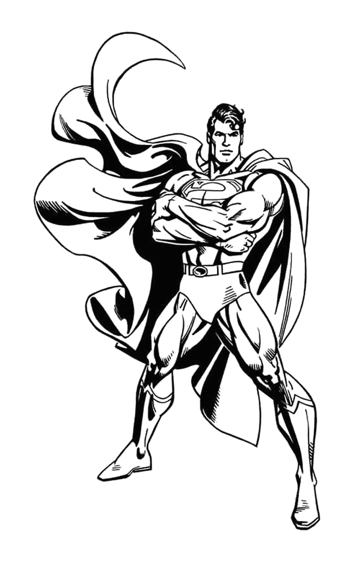 coloriage Superman avec les bras croises