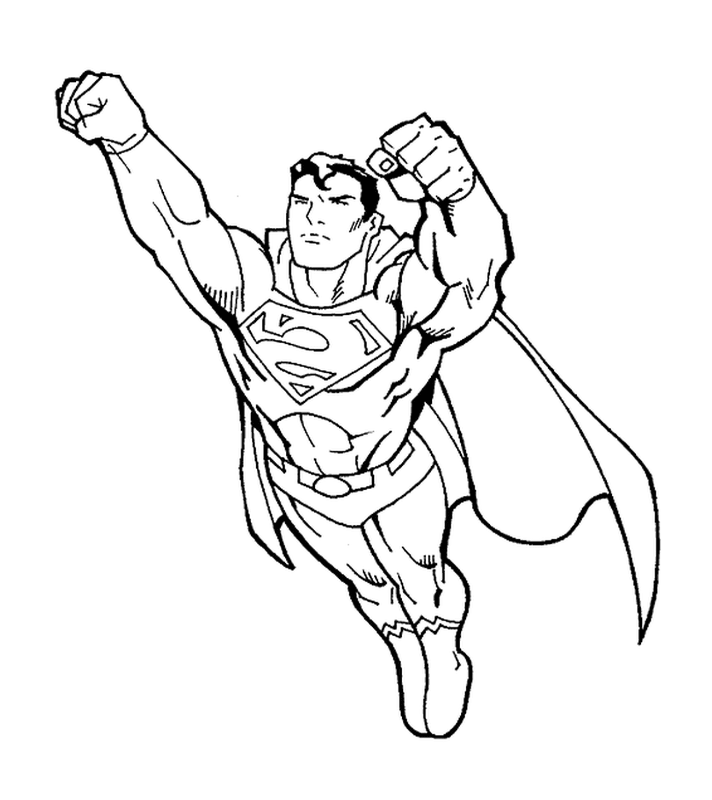 coloriage Superman avec les deux poings e avant