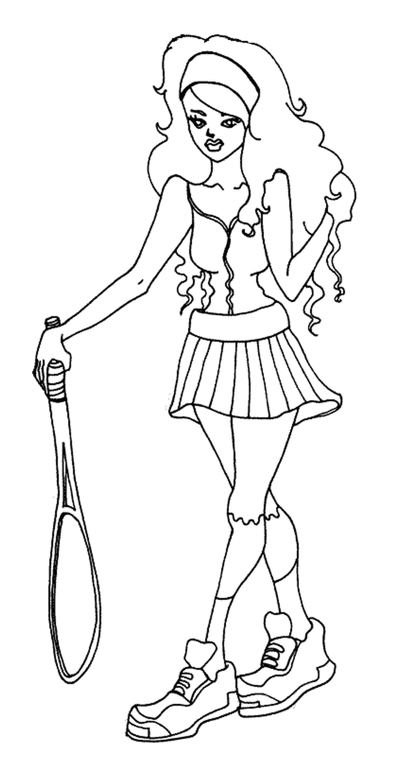 coloriage tennis joueuse