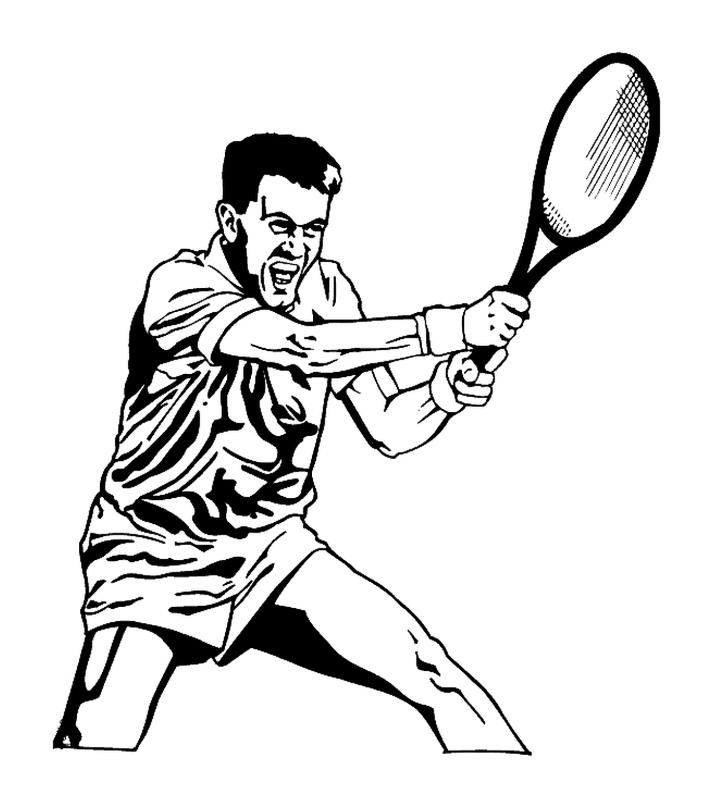 coloriage joueur de tennis en action